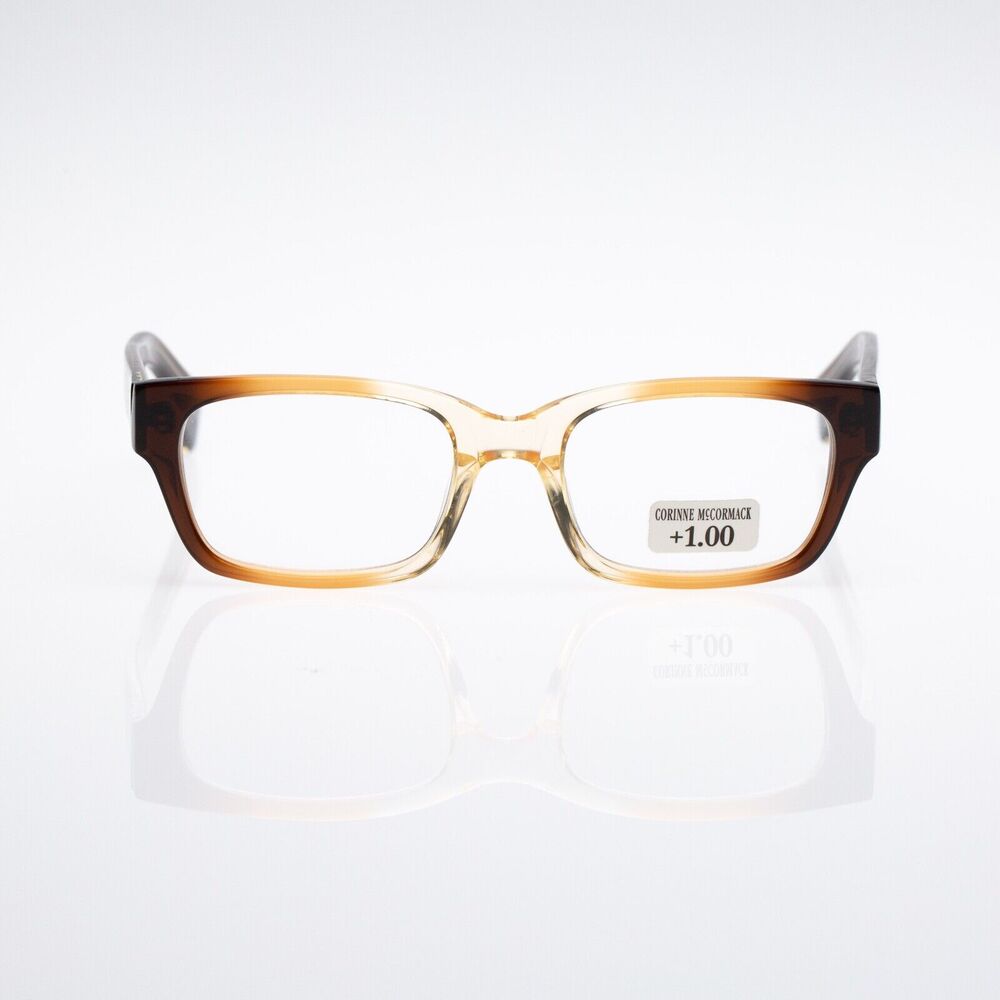 Corinne McCormack Women Sydney Square Ombre Brown +1.00 Reading Glasses (pre-own